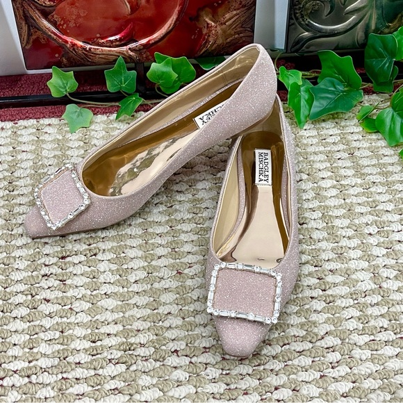 Badgley Mischka Brand Dyanne Square Toe Flat in Rose Gold Size 8 - Picture 6 of 10